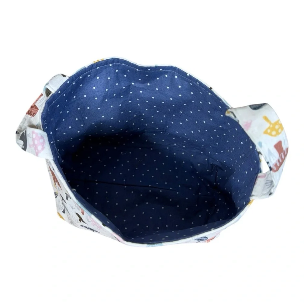 Mushroom Print Fabric Storage Basket with‎ a Flat Bottom